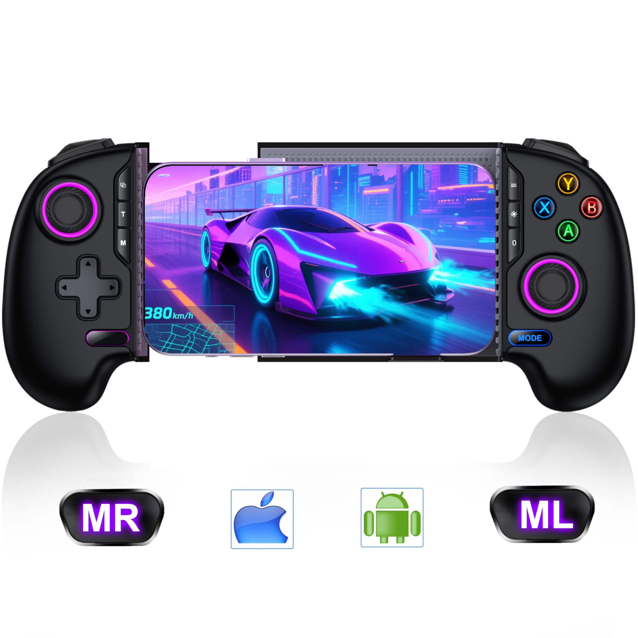 Reds Spade - Mobile Game Controller For Iphone android Handheld Gaming Wireless Phone Controllers With programmable hall - Black-Programmable