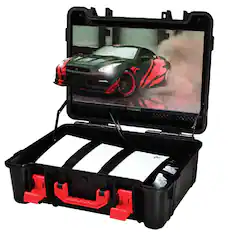 Front. ARMORR - Gamersbox Portable Travel Case with 21.5” Monitor - Gaming Freedom, Plug & Play for PlayStation 4|5, Xbox S|X|One, PC - Black.
