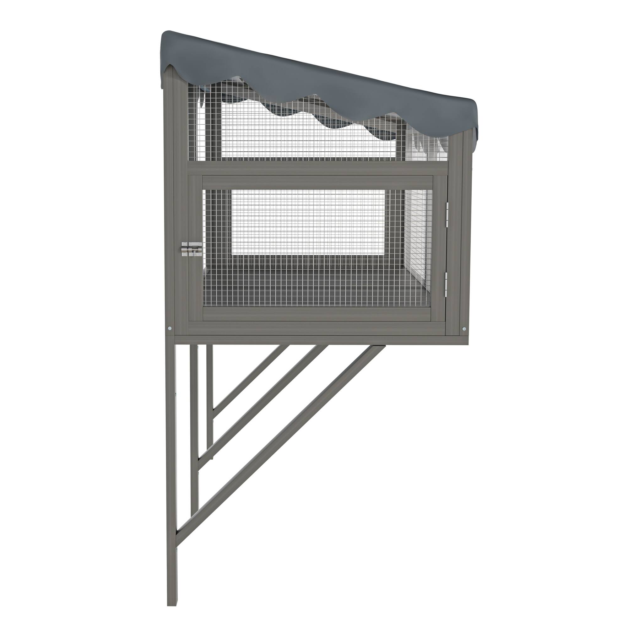 Alt View 6. Siljoy - Cat Window Catio, Expandable Wooden Enclosure with Wire Mesh, Waterproof Roof, for Indoor Cats.
