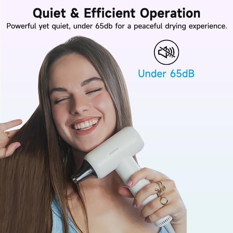 Quiet & Efficient Operation
Powerful yet quiet, under 65dB for a peaceful drying experience.
Under 65dB