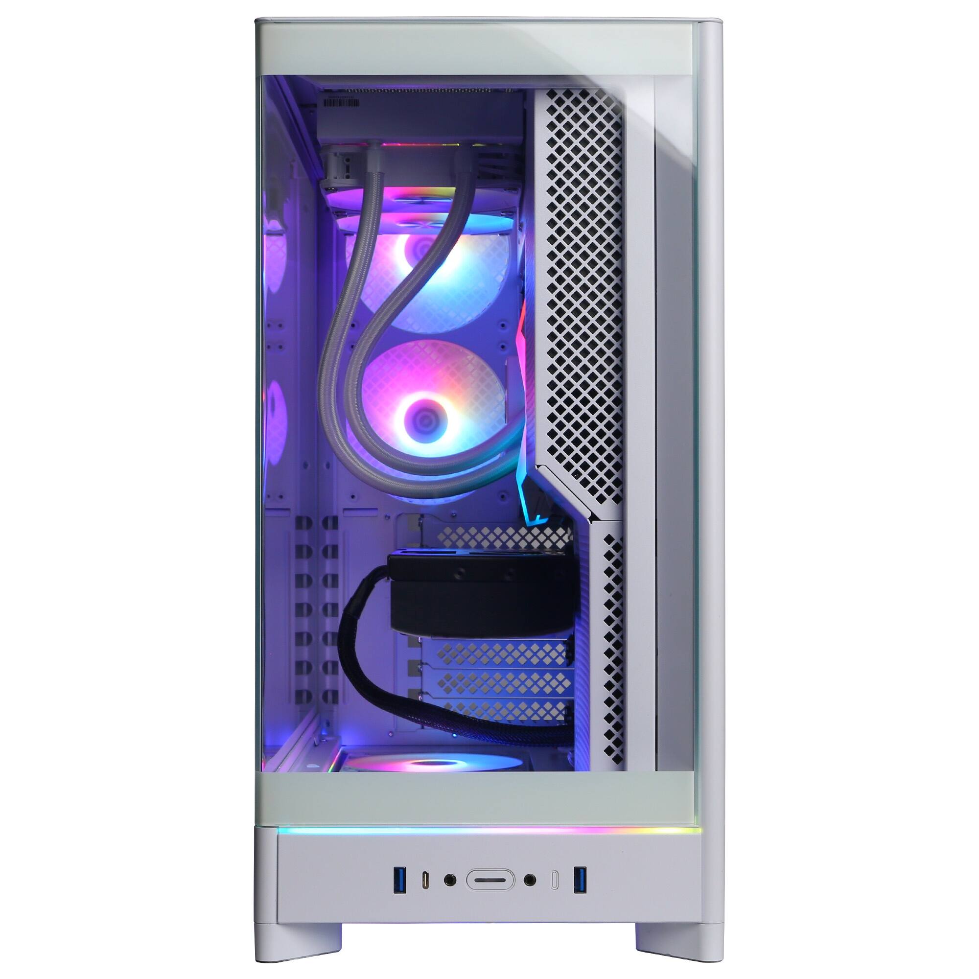 Alt View 1. CyberPowerPC - Gaming Desktop - Intel Core Ultra 7 265KF - NVIDIA GeForce RTX 5060 Ti 16GB - 32GB DDR5 - 2TB PCIe 4.0 SSD - White.