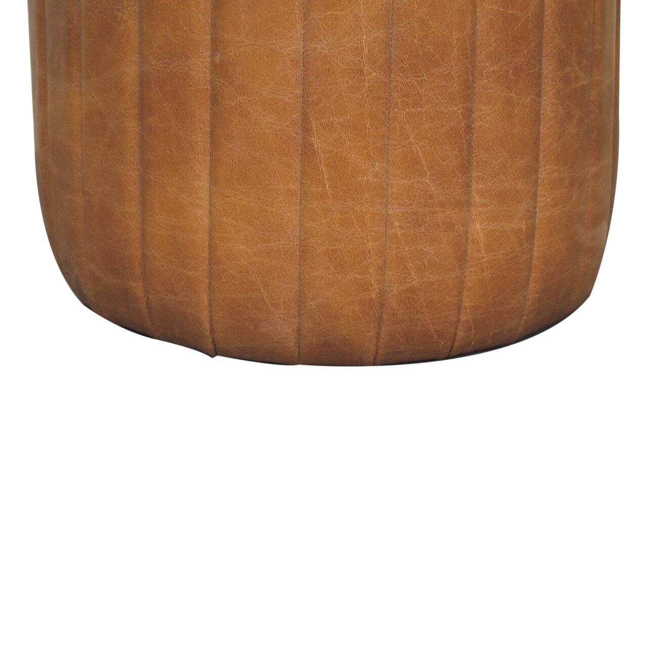 Alt View 6. Artisan Furniture - Artisan Furniture Buffalo Leather Boucle Footstool, Tan - Brown.