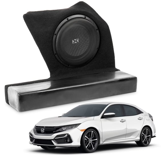 NVX - BOOST Box Custom Fit 10" 350W RMS Loaded Sealed Subwoofer Enclosure for 2017-2021 Honda Civic and Civic Type R - Black