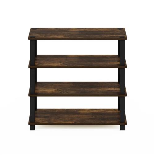Front. SlickBlue - Stackable Shoe Rack Wood 4-Shelf Organizer Fits Up to 12 Pairs - Brown, Black.