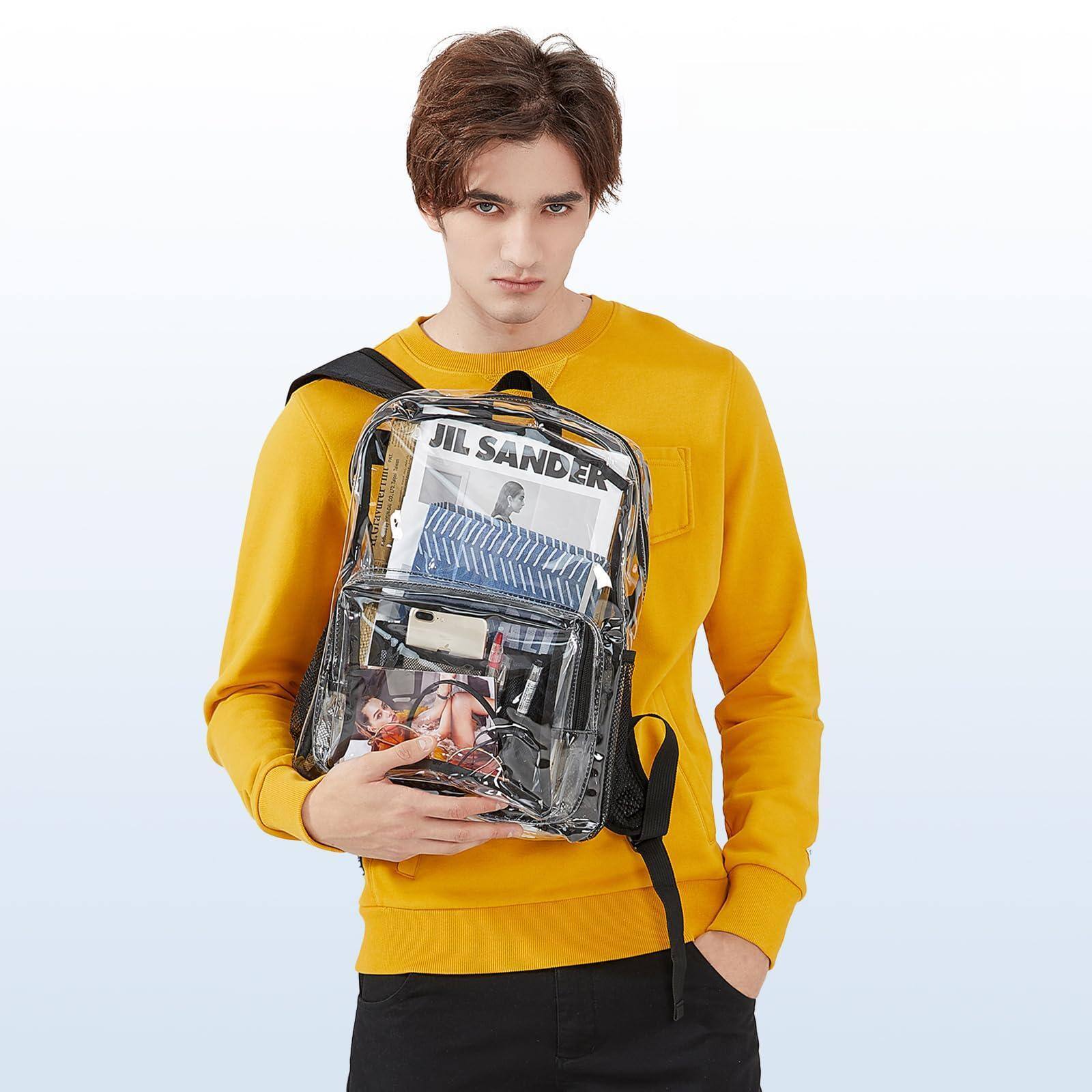 Alt View 1. Stamp n Camp - Clear Backpack - Heavy Duty Pvc Transparent See Through For College & Workplace - Navy-Large.