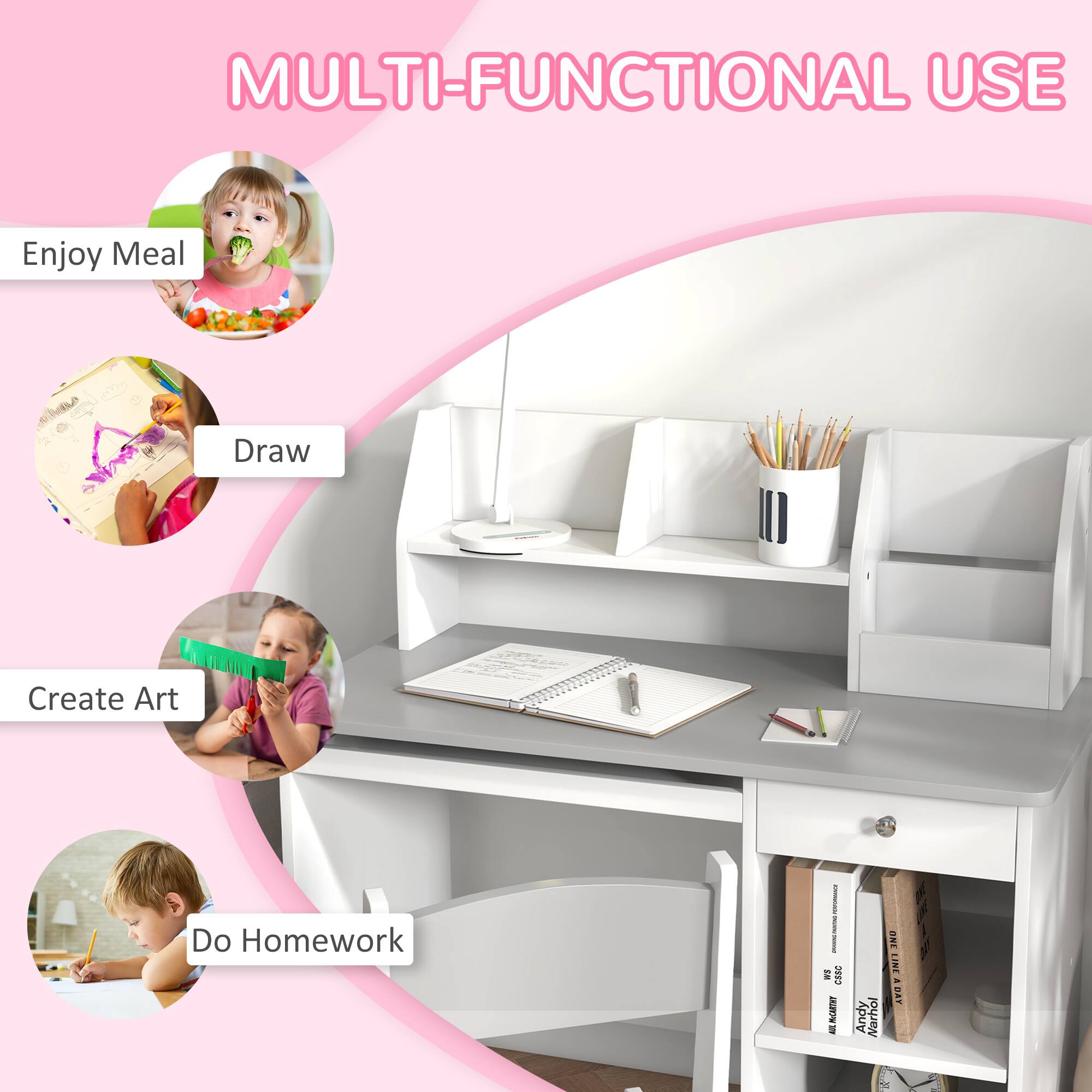 MULTI-FUNCTIONAL USE

Enjoy Meal

Draw

Create Art

Do Homework