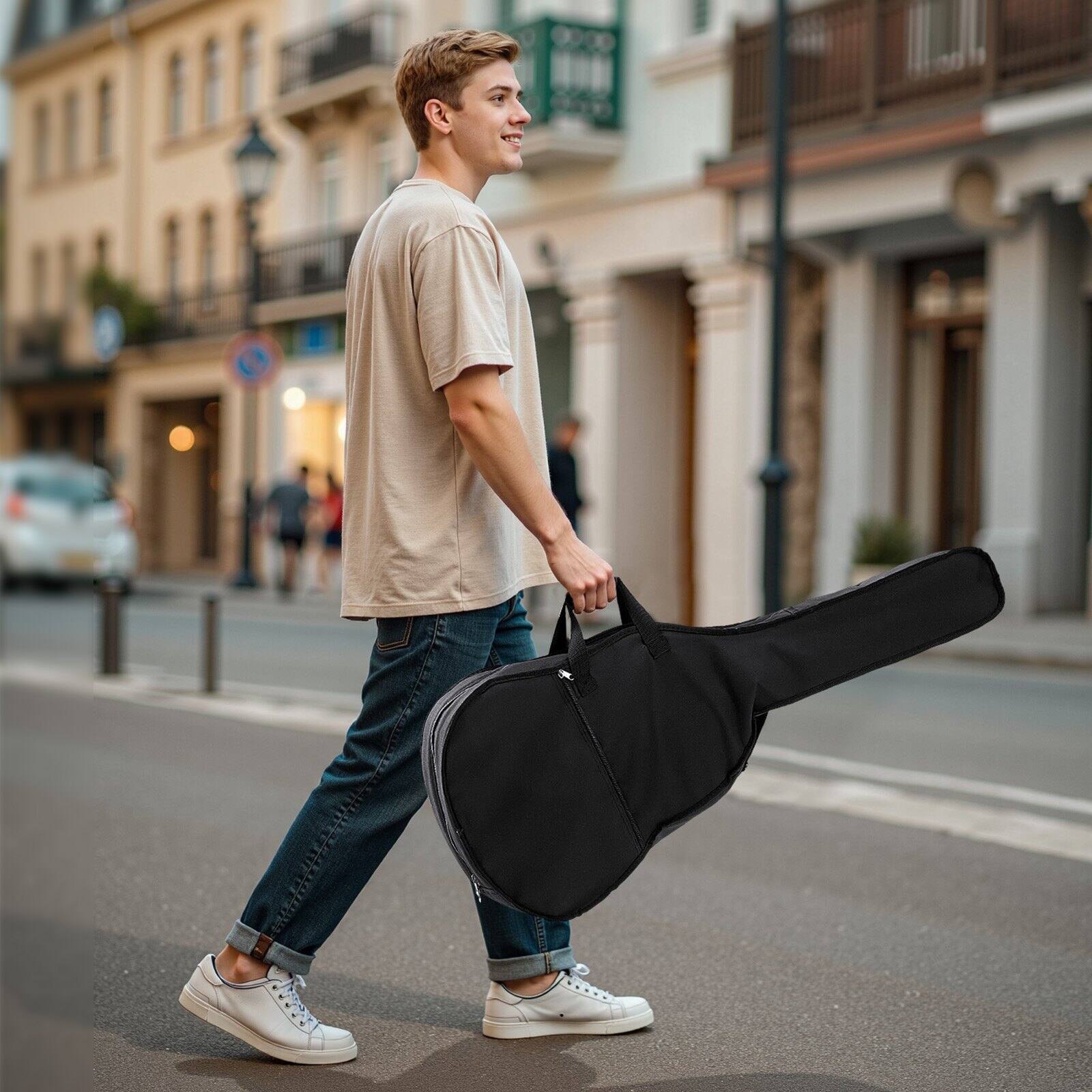 Alt View 1. Glintex - 41" Dreadnought Acoustic Guitar, Solid Spruce Top, 6-String, Beginner Set with Gig Bag, Tuner, Strap, Capo, Picks - Sunburst.