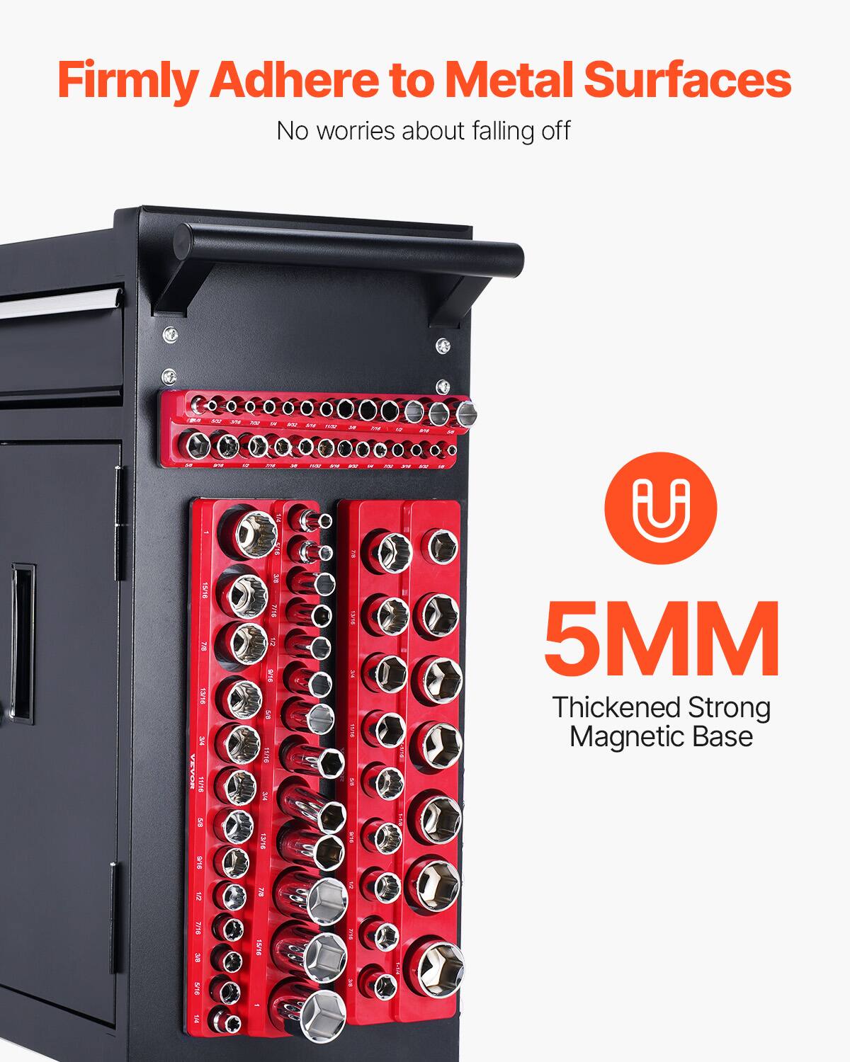 Firmly Adhere to Metal Surfaces  
No worries about falling off  

5MM  
Thickened Strong Magnetic Base