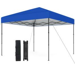 Gymax - 10 X 10 FT Pop up Canopy Tent w/ Portable Carrying Bag 8 Stakes 4 Wind Ropes - Blue
