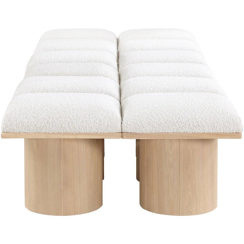 Alt View 2. Meridian Furniture - Pavilion Cream Boucle Fabric Bench - Beige.
