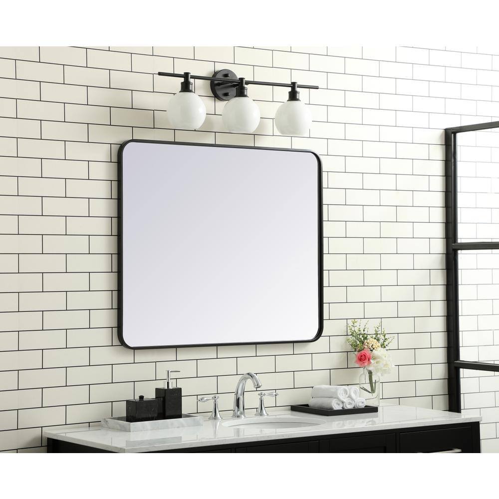 Alt View 4. Elegant Decor - Soft corner metal rectangular mirror 30x36 inch in Black - Black.