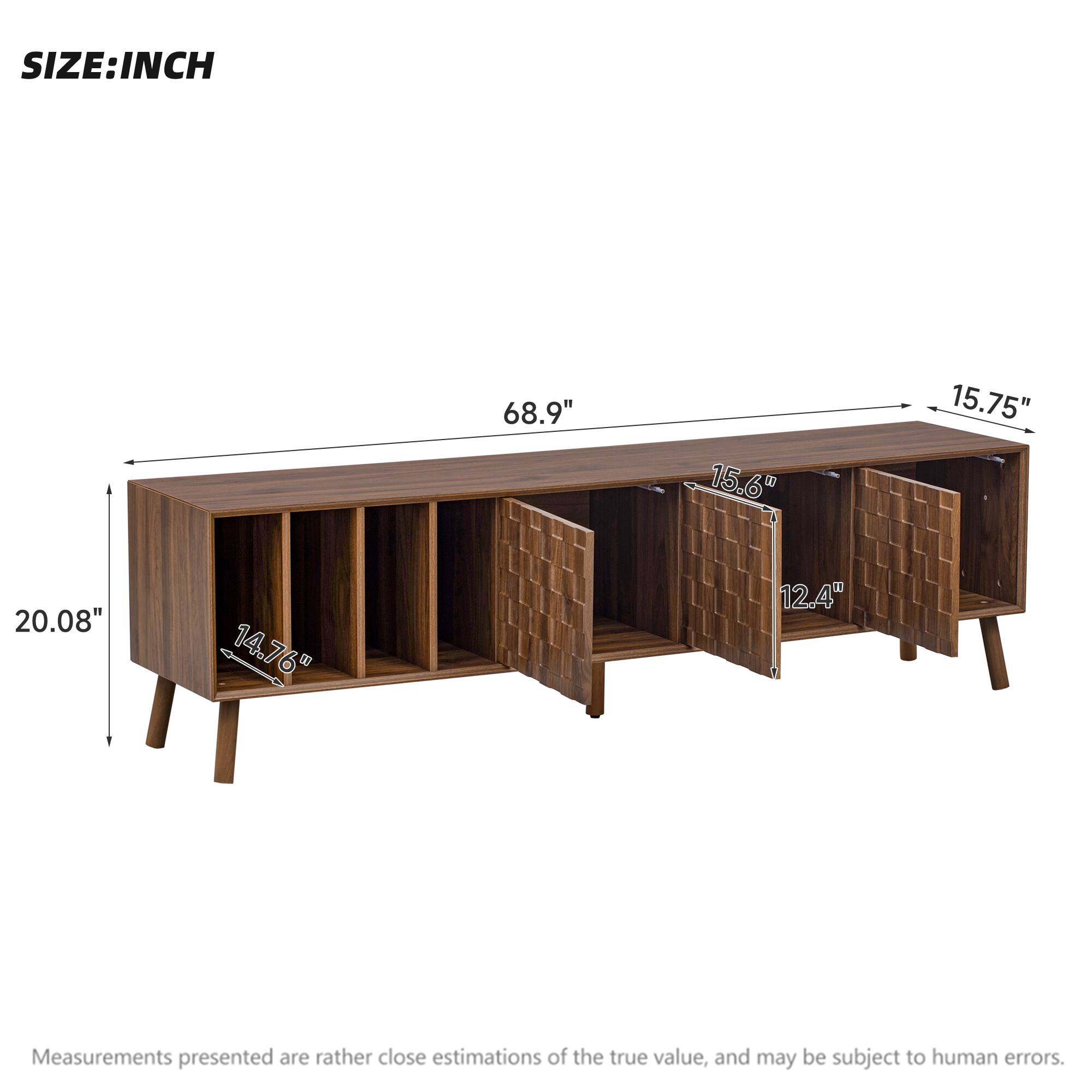 SIZE: INCH  
68.9" 15.6" 15.75" 20.08" 14.76" 12.4"  

Measurements presented are rather close estimations of the true value, and may be subject to human errors.