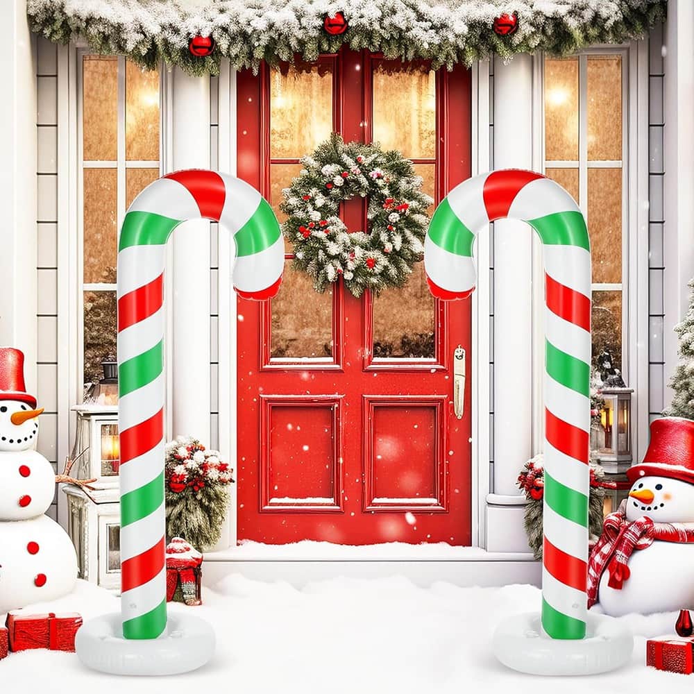 PARKER SLATER - 2-Pack 5ft Inflatable Candy Canes – Red & Green Outdoor Christmas Decor - Green, Red