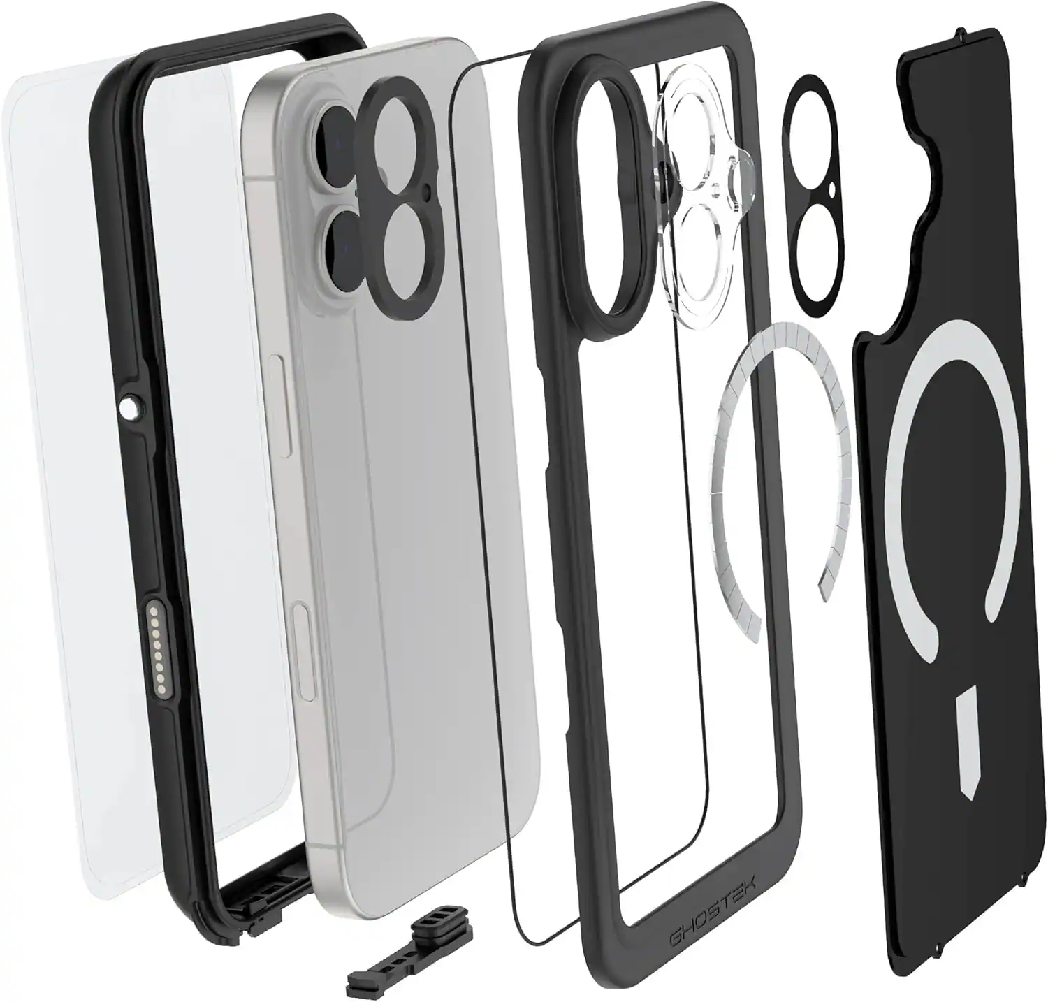 Back. Ghostek - Ghostek iPhone 17 Nautical Slim Case, MagSafe Compatible, Non Slip Grip Protection - Black - Black.