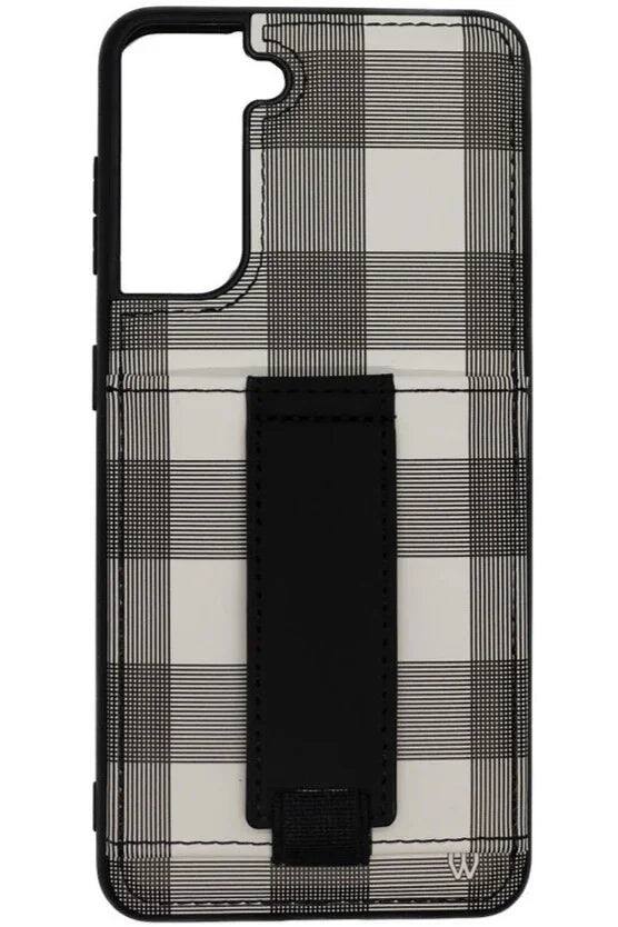 Front. Walli Cases - Walli Cases Samsung S21+ Phone Case with Wallet and Finger Strap - Plaid to Meet You - Plaid to Meet You.
