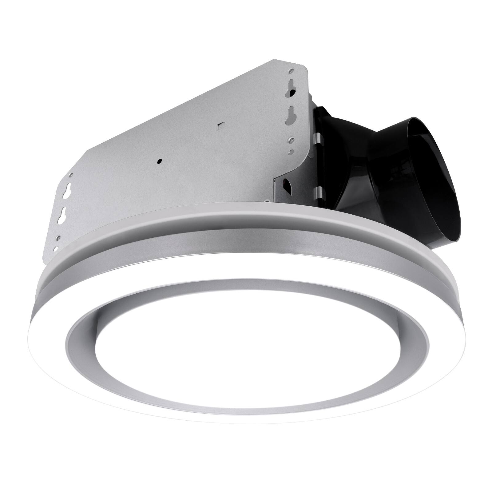 Front. Akicon - 1390N3 Series Decorative Silver Fan Speed 90 CFM Ceiling Bathroom Exhaust Fan with 18 Watt Dimmable 3CCT LED Light Round - Silver.