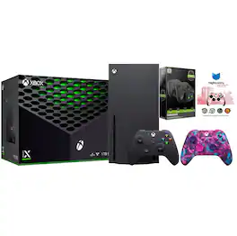 Xbox Series X 1TB Disc Console with Extra Controller, Charge Dock and MightySkins Code Bundle