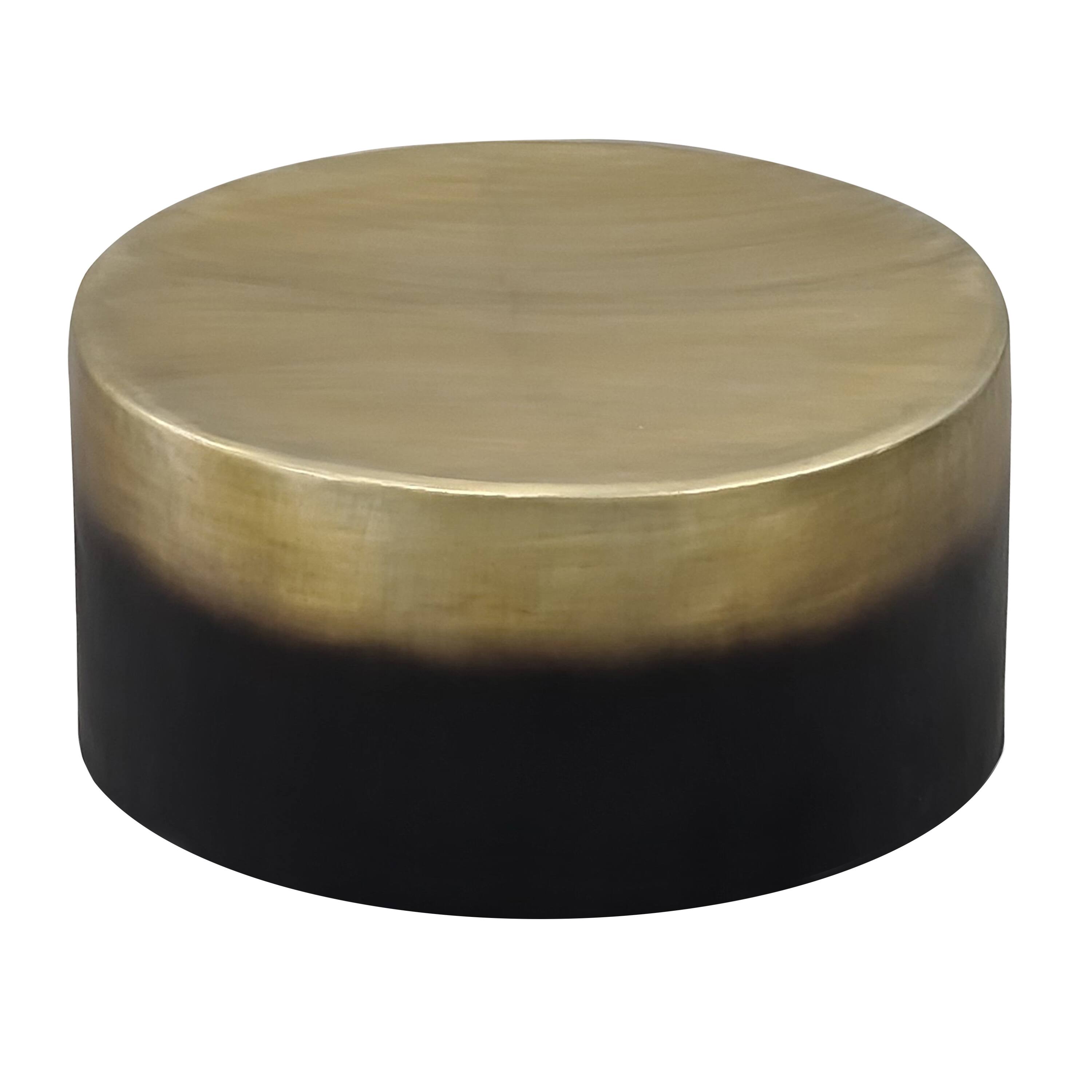Alt View 1. Manhattan Lane - Dyan Coffee Table, 34.5 Inch Round Drum Shape - Antique Brass, Black.