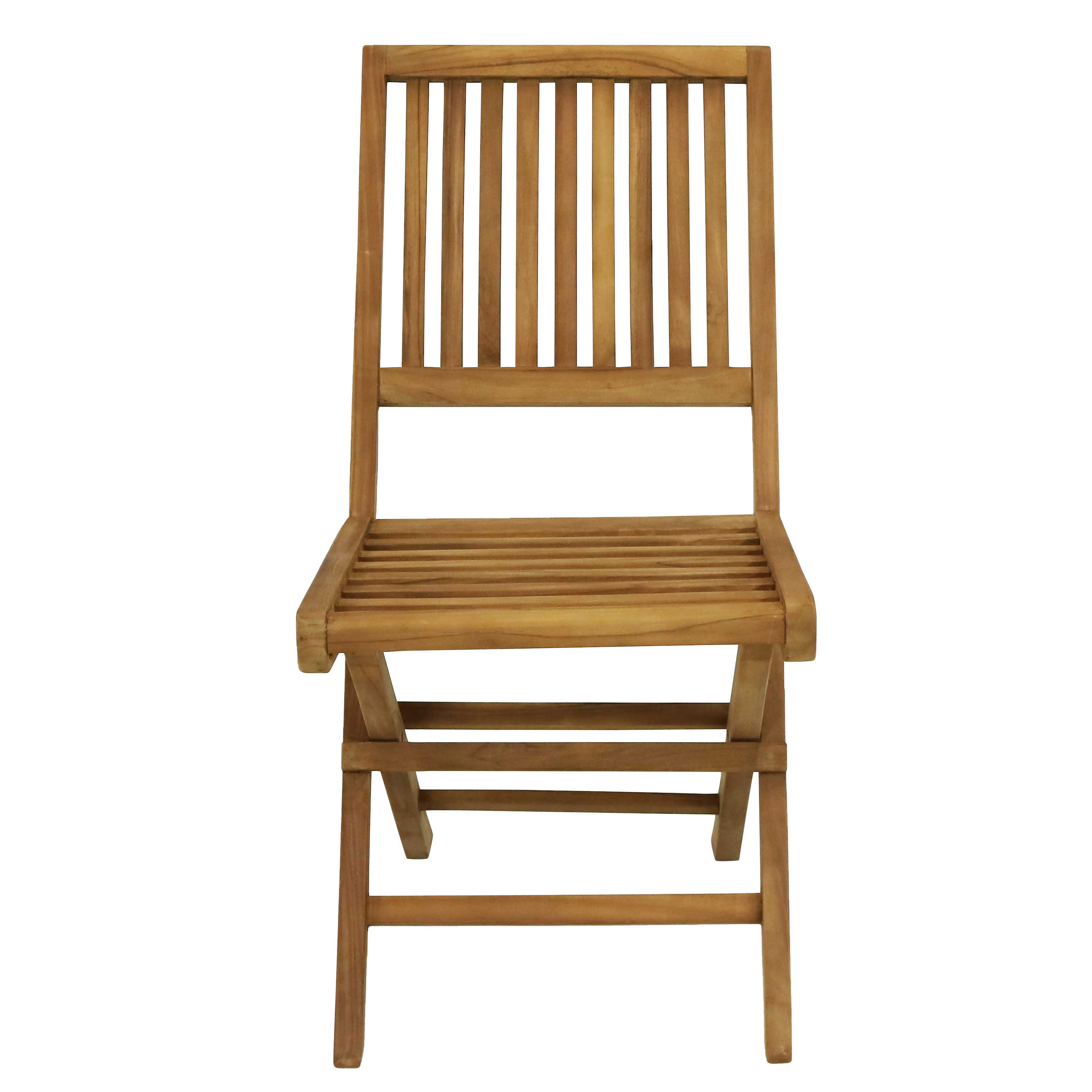 Alt View 8. Sunnydaze - Nantasket Solid Teak Folding Slat-Back Patio Chair - Set of 2 - Light Brown.