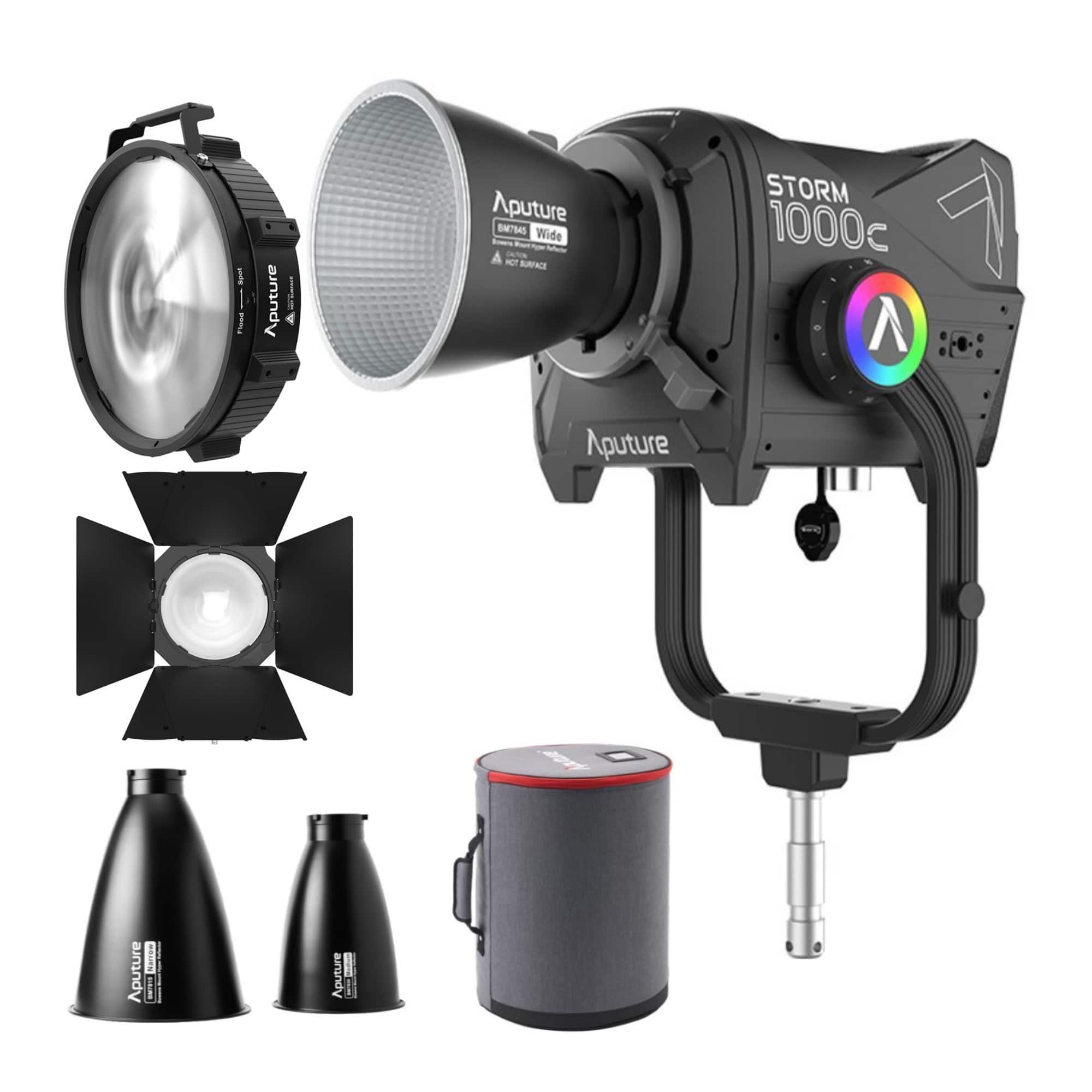 Aputure - Storm 1000c Point Source Black Fixture with Wide Hyper Reflector Bundle