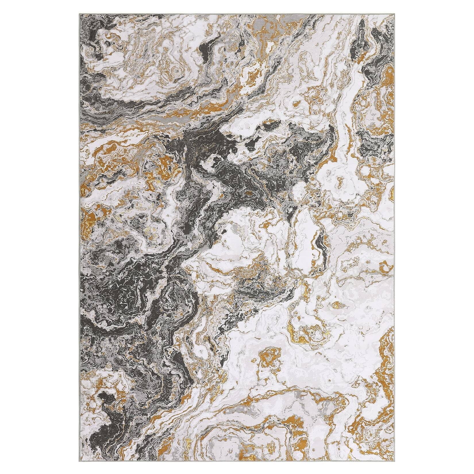 Front. Homhougo - 9x12 Abstract Area Rug, Machine Washable Marble Non-Slip Carpet for Dining Office Gray - Gray.