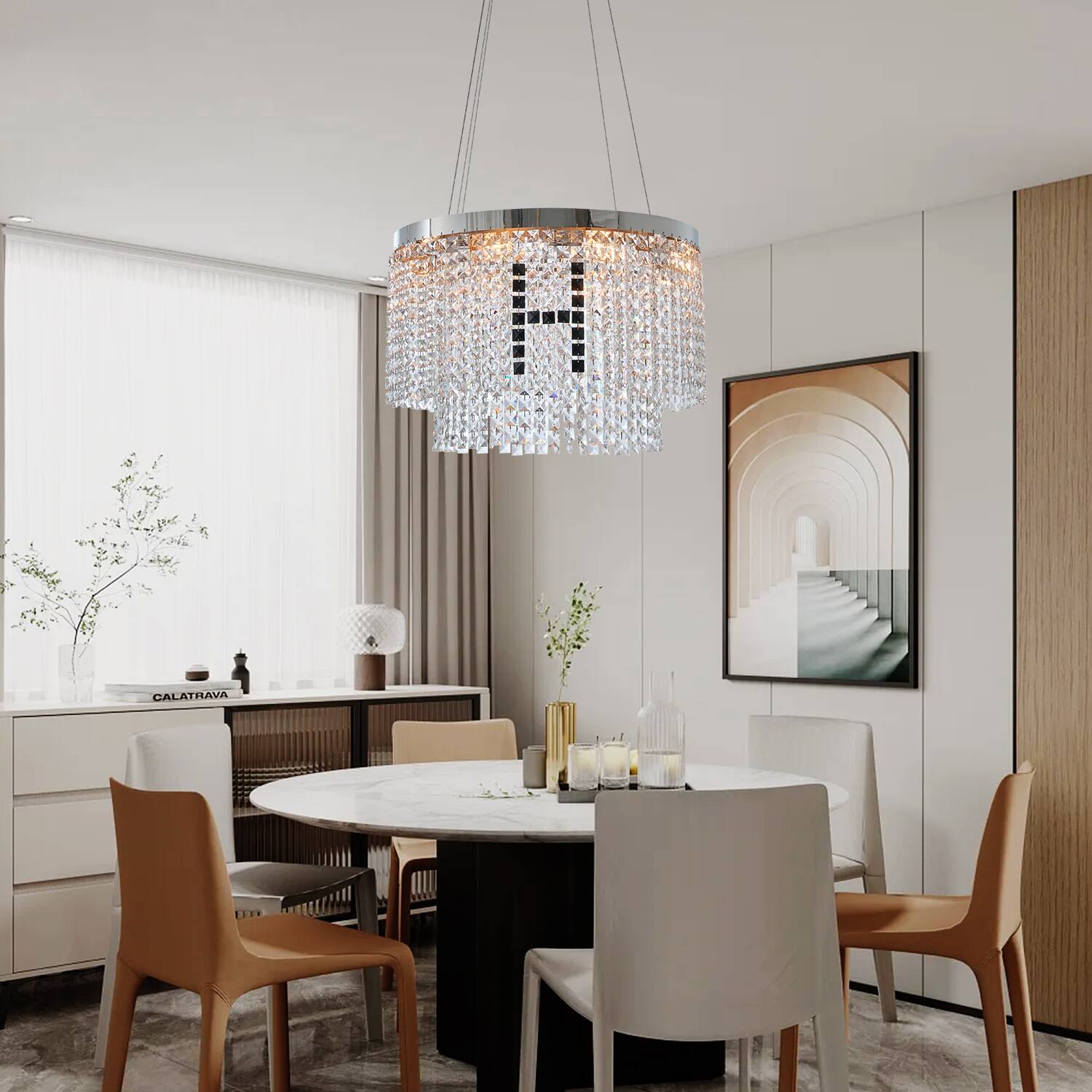 Back. APRILSOUL - Modern Crystal Chandelier for Living-Room Round Cristal Lamp Luxury Home Decor Light Fixture.