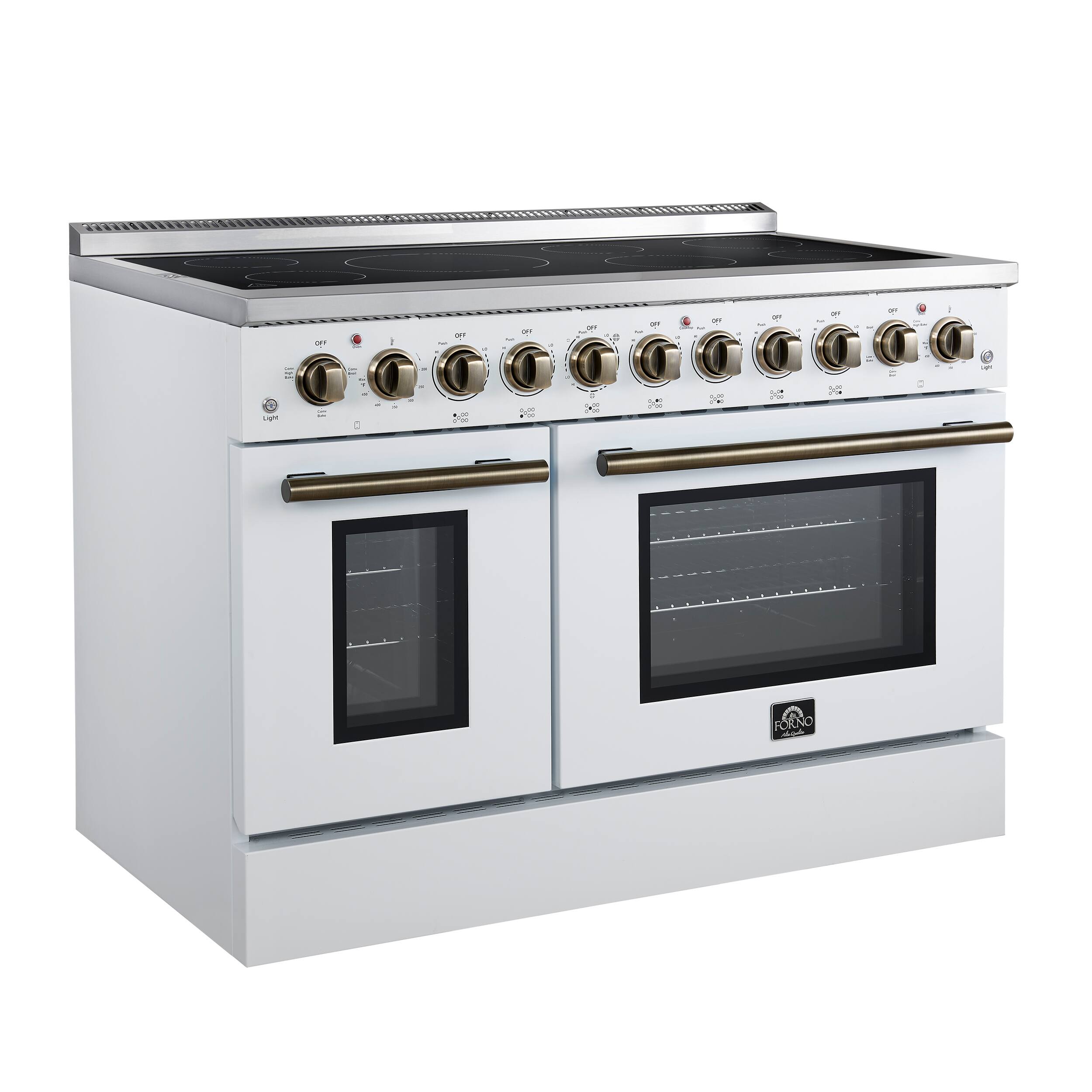 Left. Forno Appliances - Paolo 6.7 Cu. Ft. Freestanding Electric True Convection Range - White.