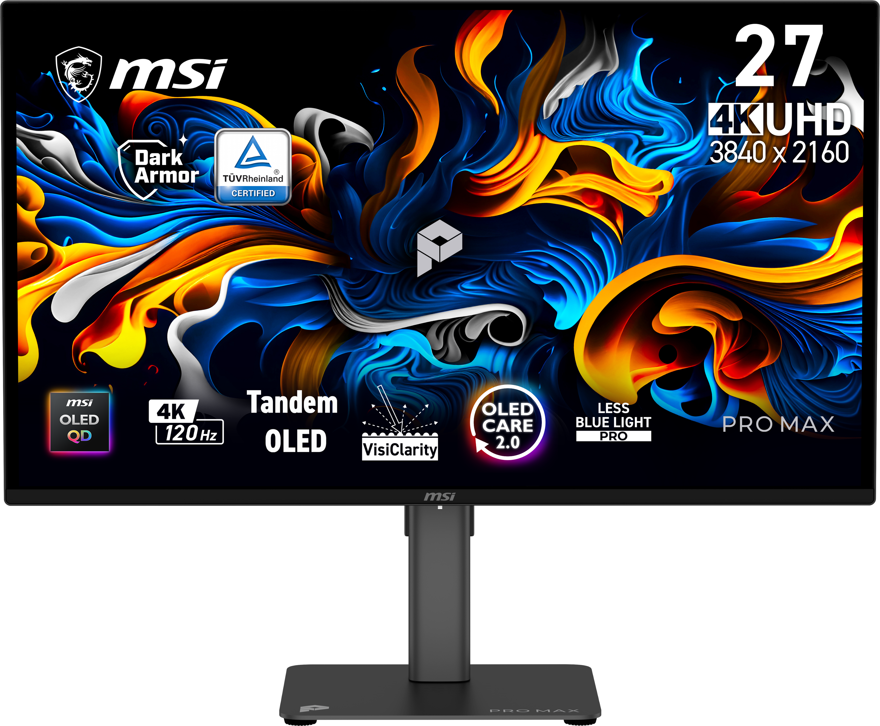 MSI - PRO MAX 271UPX12G 27" UHD 120Hz 0.03ms QD-OLED FreeSync Premium Pro True Black 400 Pro Monitor (DisplayPort, HDMI) - Matte Black