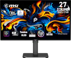 msi Dark Armor TUV Rheinland CERTIFIED 27 4K UHD 3840 x 2160 msi OLED QD 4K Tandem 120Hz OLED VisiClarity OLED CARE 2.0 LESS BLUE LIGHT PRO PRO MAX