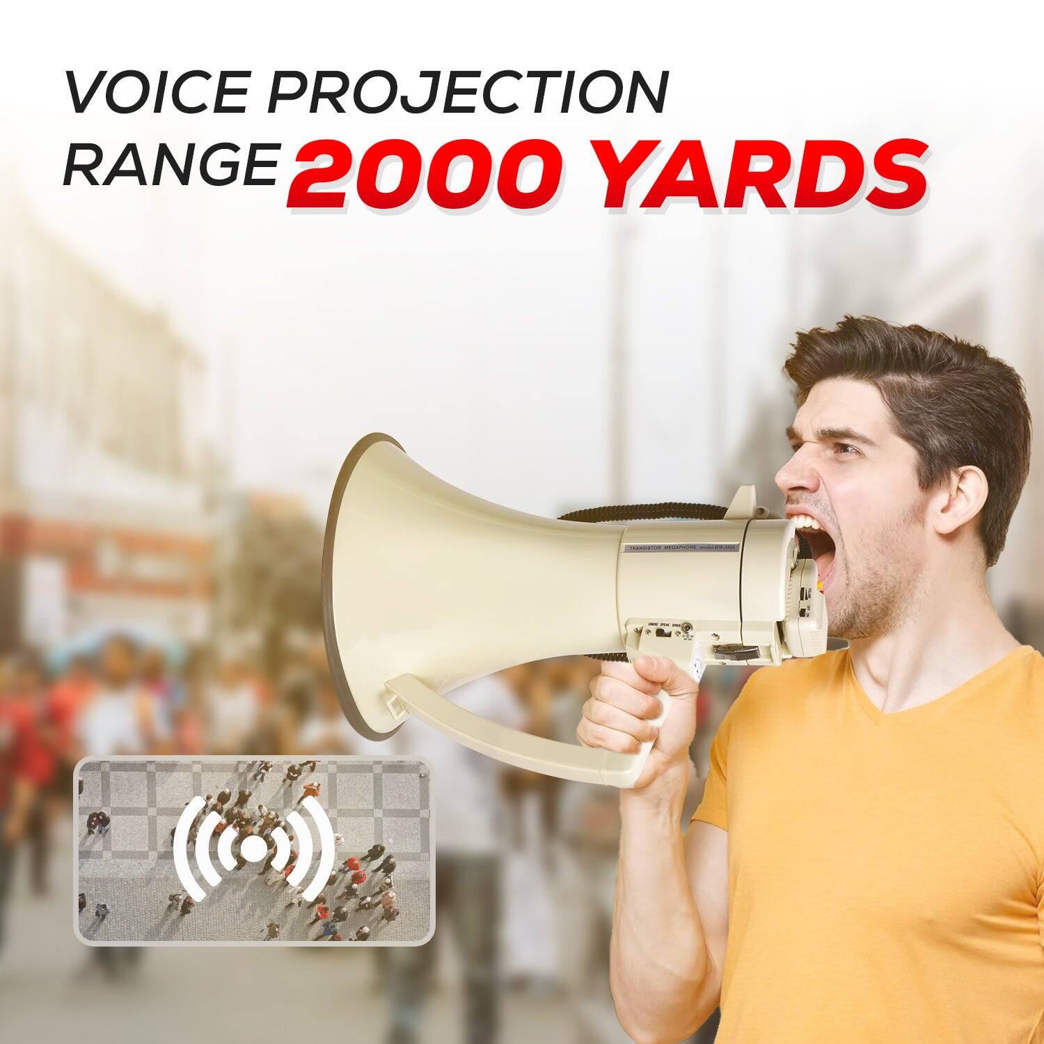 VOICE PROJECTION RANGE 2000 YARDS