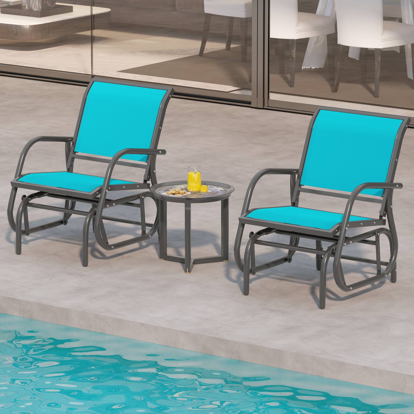 Alt View 3. Gymax - Gymax 2PCS Outdoor Single Swing Glider Rocking Chair Armrest Garden Porch Backyard - Green.