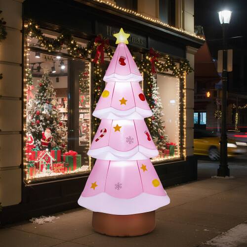 Alt View 7. Winado - 7.2 FT Christmas Inflatable Pink Christmas Tree Decoration for Outdoor Holiday Party - Pink.