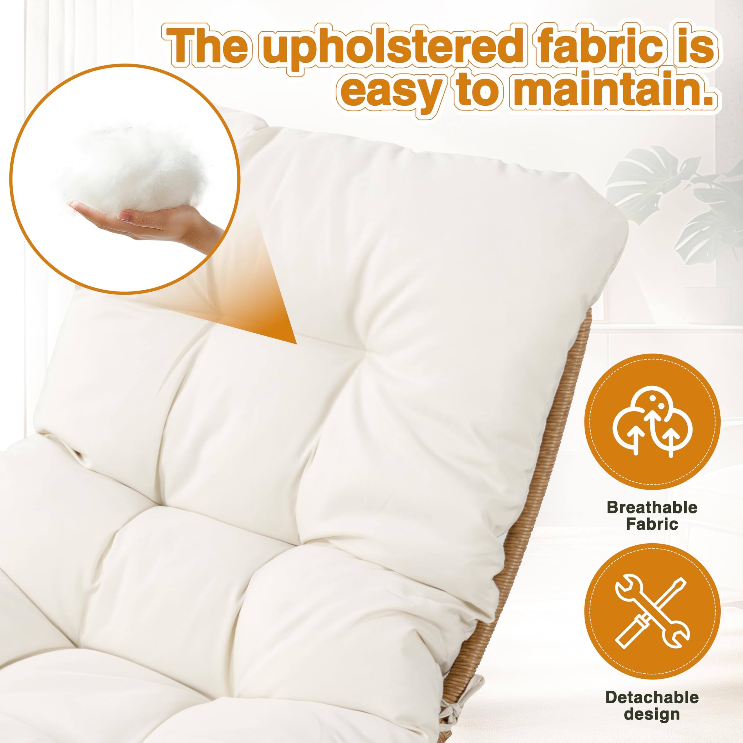 The upholstered fabric is easy to maintain.

- Breathable Fabric
- Detachable design