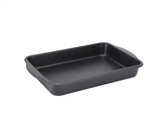 Front. Oster - Oster Teston Platinum Collection 13x9 Inch Nonstick Carbon Steel Baking Pan in Matte Black - Matte Black.