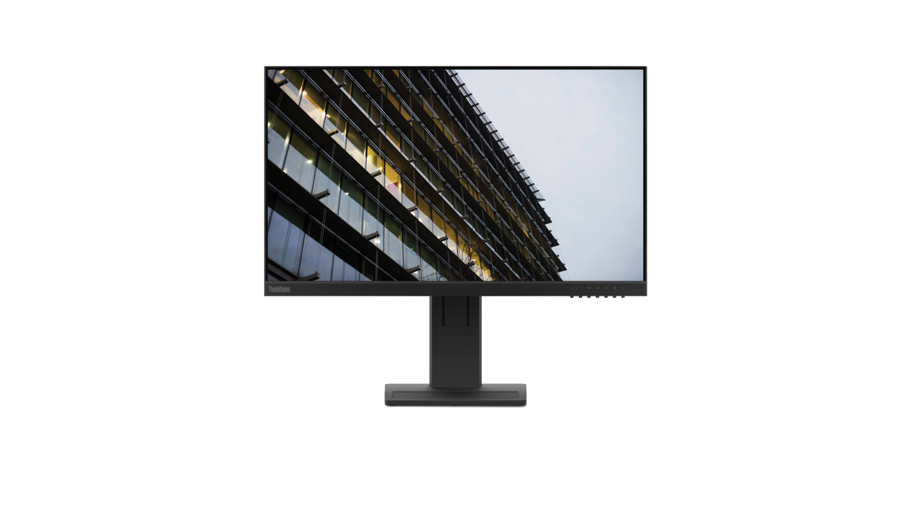 Front Zoom. Lenovo - ThinkVision 23.8" E24-28 LED FHD Monitor (HDMI, DisplayPort, VGA) - Raven Black.