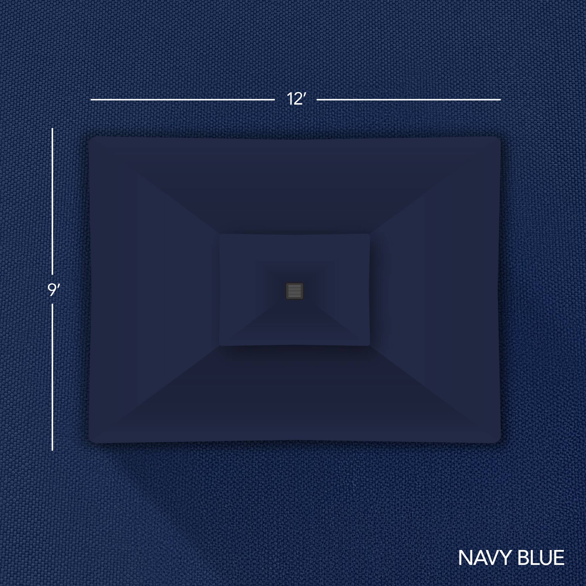 The corrected text is: "12" x 9" NAVY BLUE."