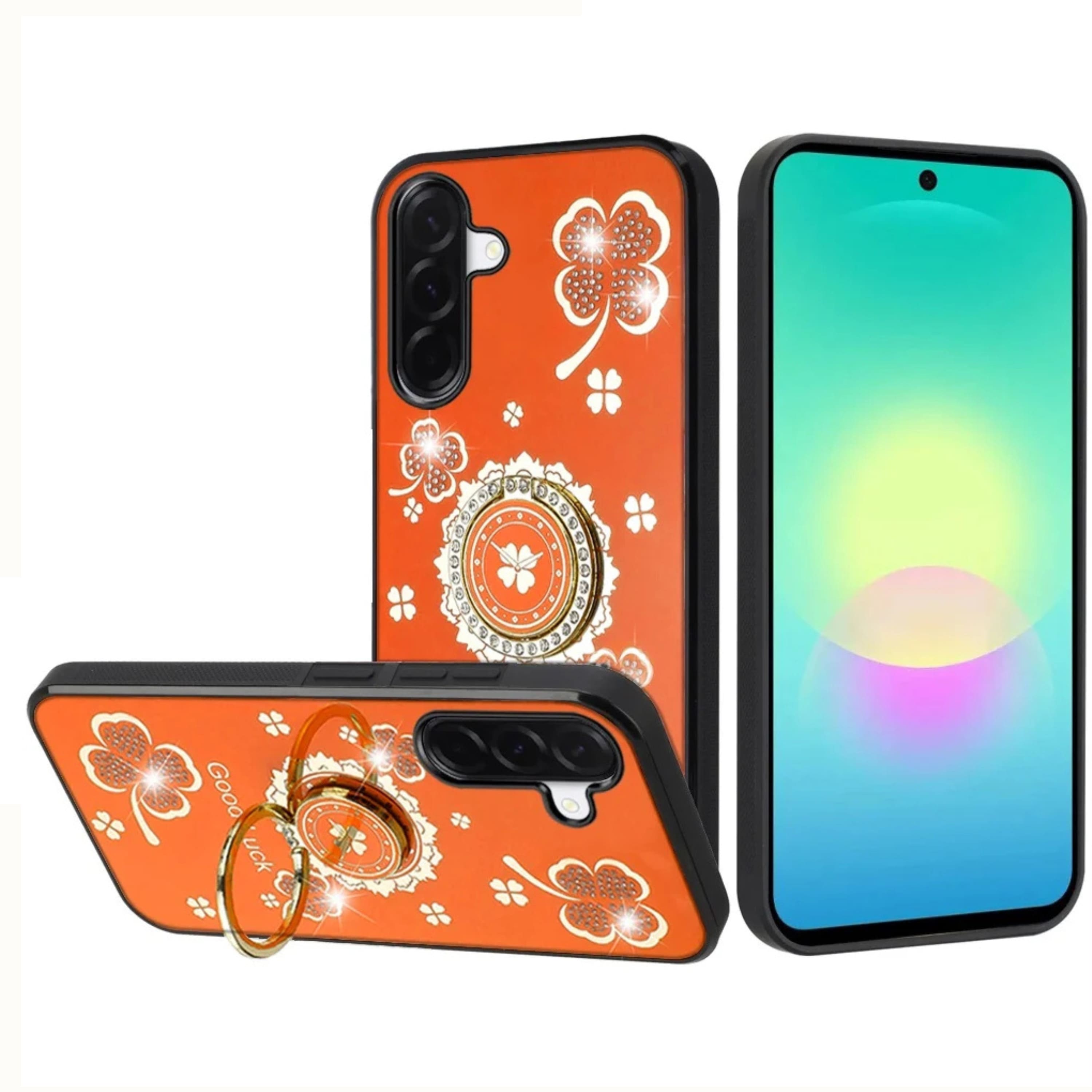 Kitcheniva - Luxury Diamond Style Case With Tempered Glass For Samsung A27 5G - Floral Orange price history on PriceWatchPro