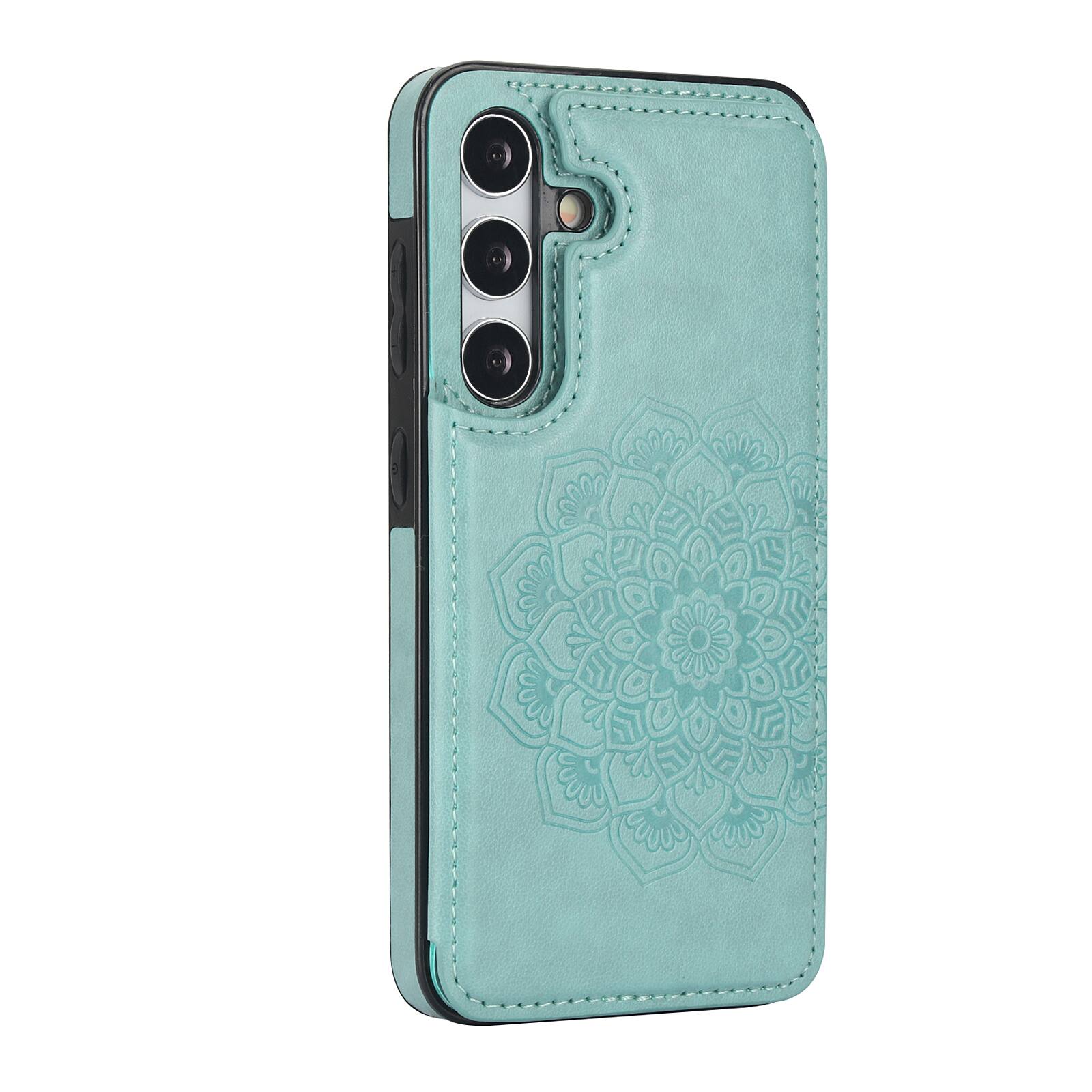 Dteck - for Samsung Galaxy S24 Embossed PU Leather Wallet Case,Flip Card Holder Magnetic Closure Shockproof Cover - Green