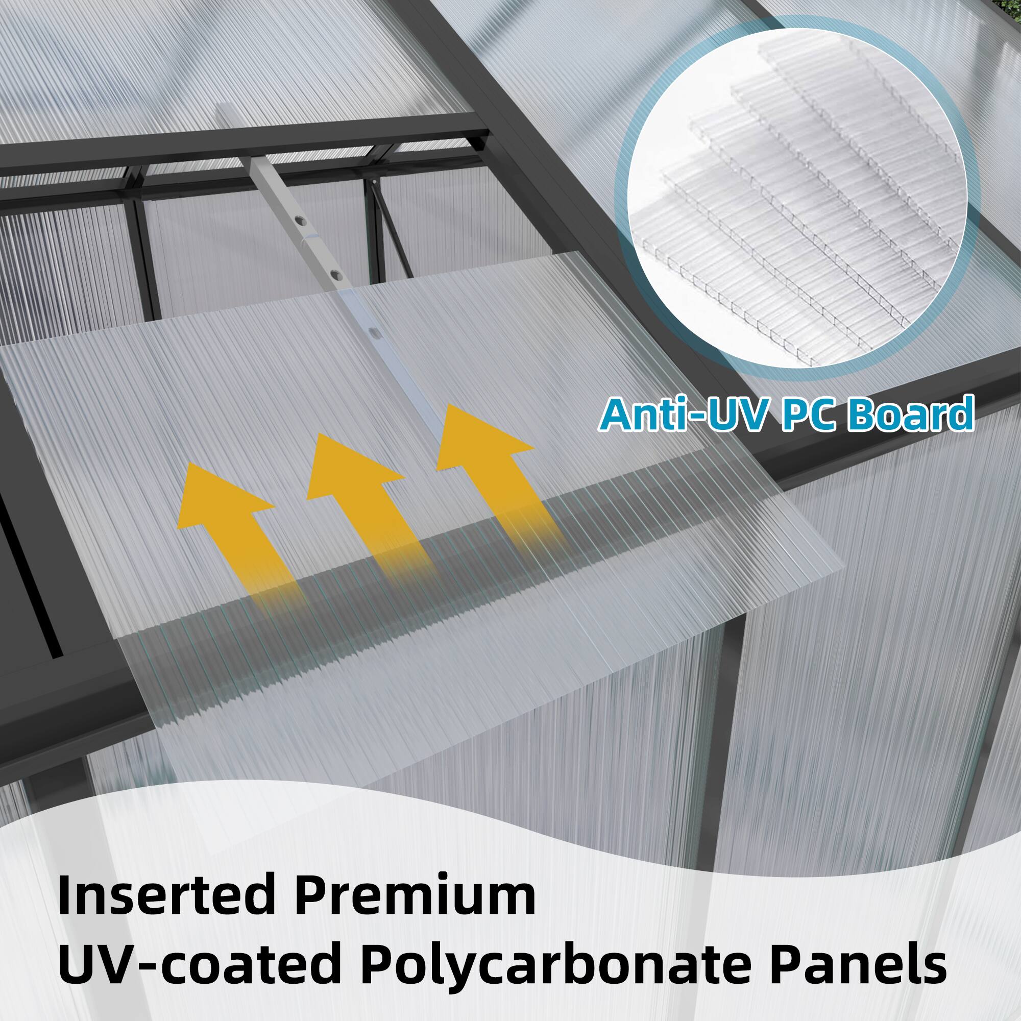 Anti-UV PC Board  
Inserted Premium UV-coated Polycarbonate Panels