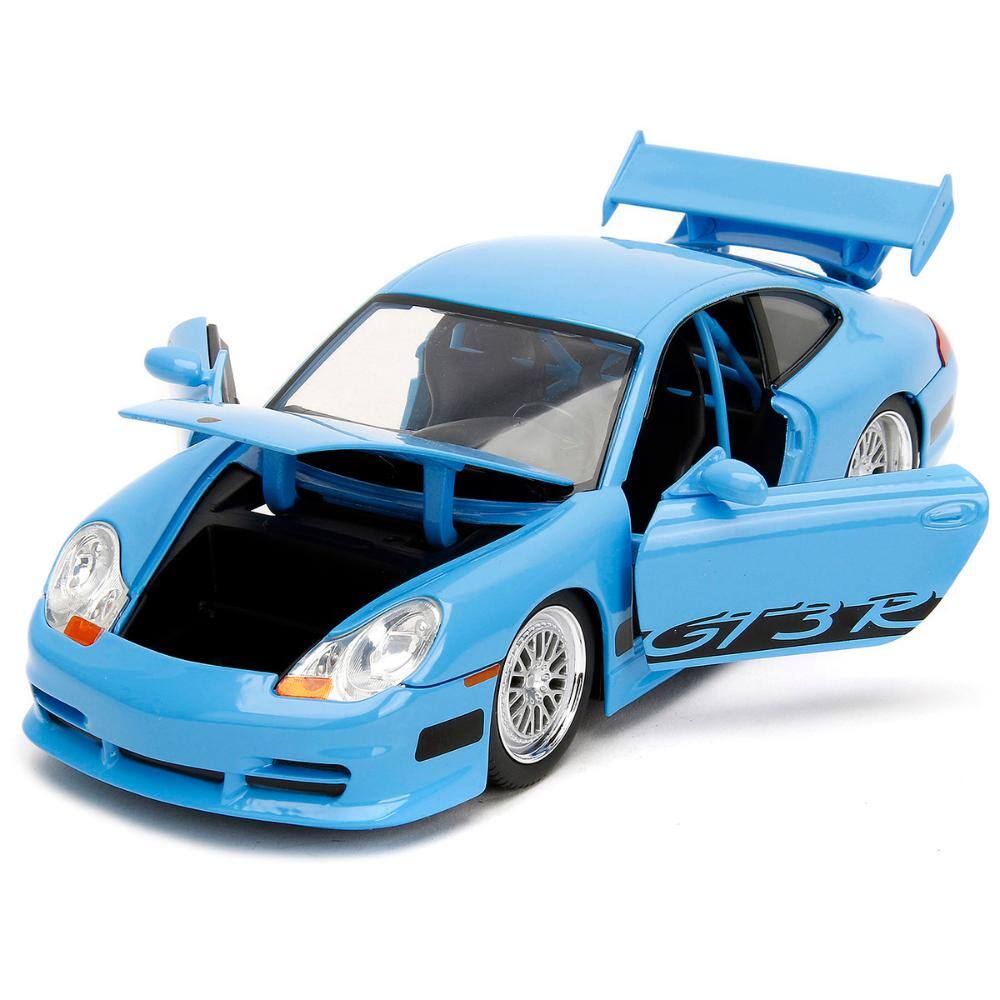 Angle. Jada - Porsche 911 GT3 RS Light Blue with Black Accents "Fast & Furious" Movie 1/24 - Light Blue and Black.
