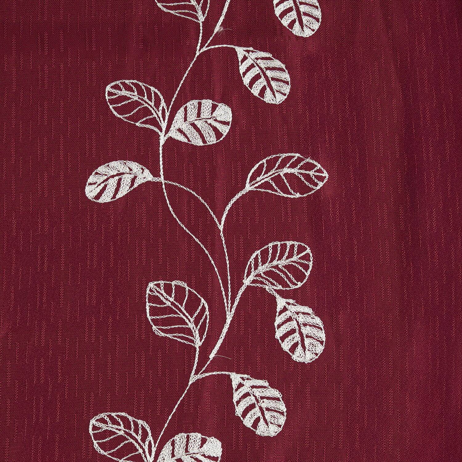 Alt View 2. RT Designers Collection - RT Designers Collection 100% Polyester 140 GSM Reed Embroidered Grommet Curtain Panel 54" x 84" Burgundy - Burgundy.