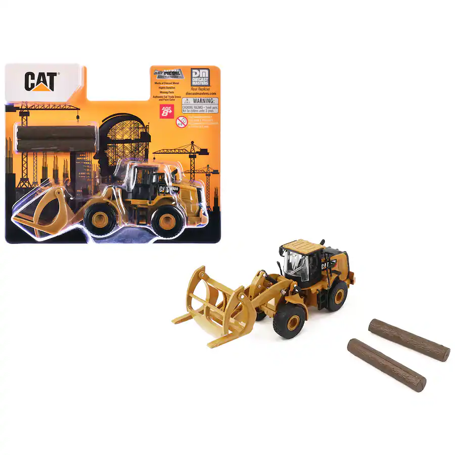 Yellow Color Machine Wheel CAT Caterpillar 950M Wheel Loader Yellow with Log Fork and Wood Log 1/ ...