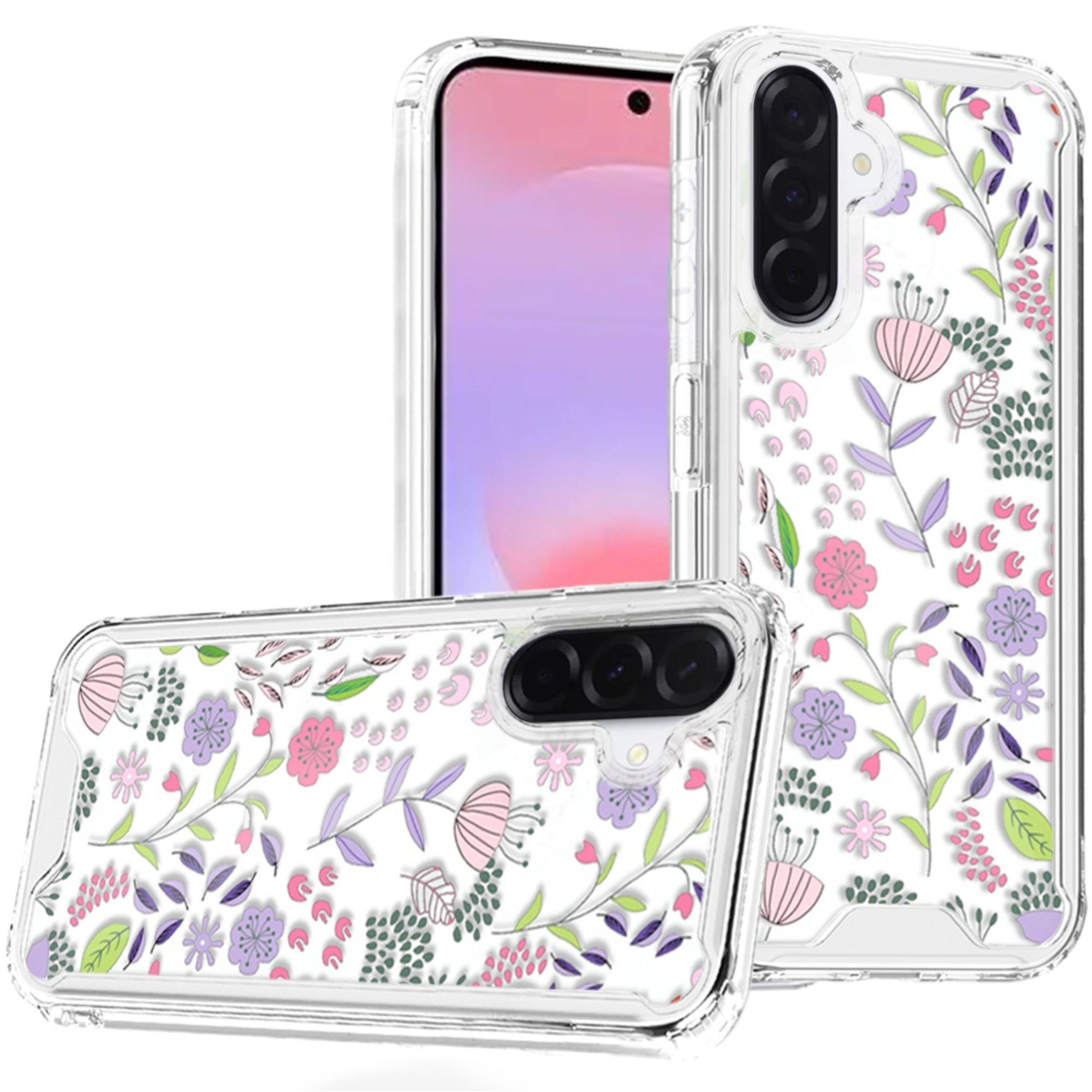Front. Kitcheniva - Cute Printed Design Clear TPU Phone Cover With Tempered Glass For Samsung Galaxy A37 Wildflowers - Multicolor.