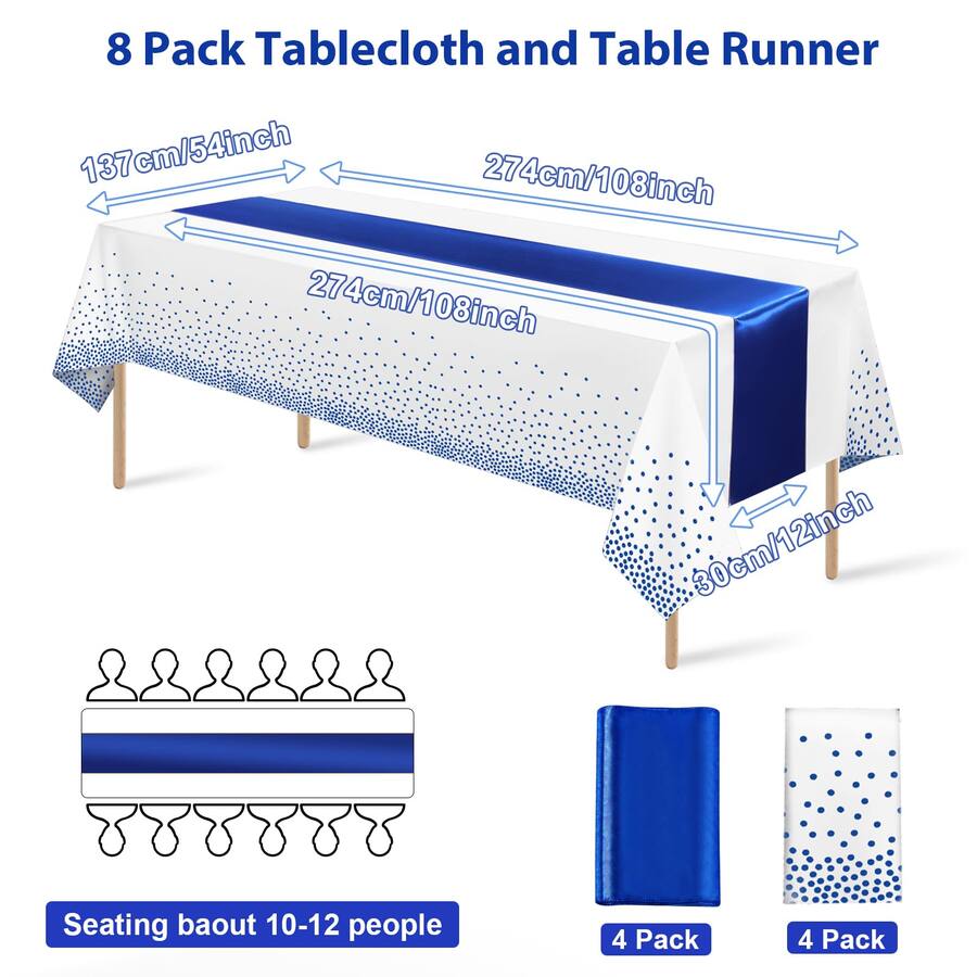 Dapper Styles Disposable Plastic Tablecloths And Satin Table Runner ...