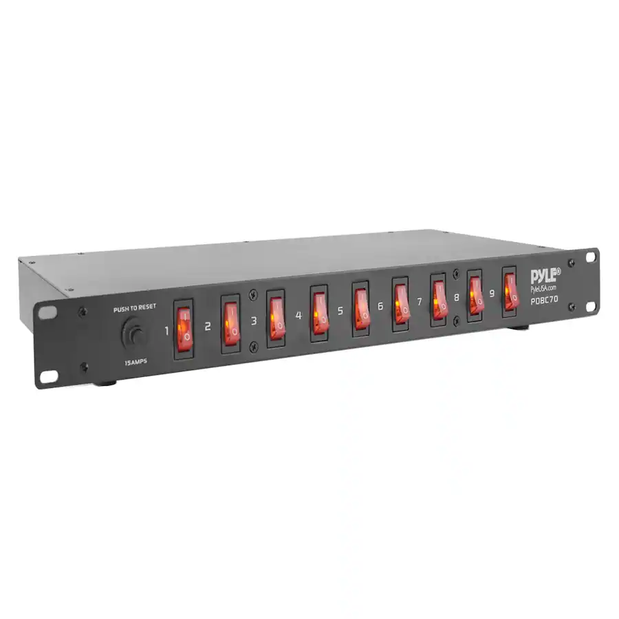 Pyle Power Rack Pyle PDBC70 Rack Mount Power Supply Strip/9 Outlets 15A 1800VA AC Power ...