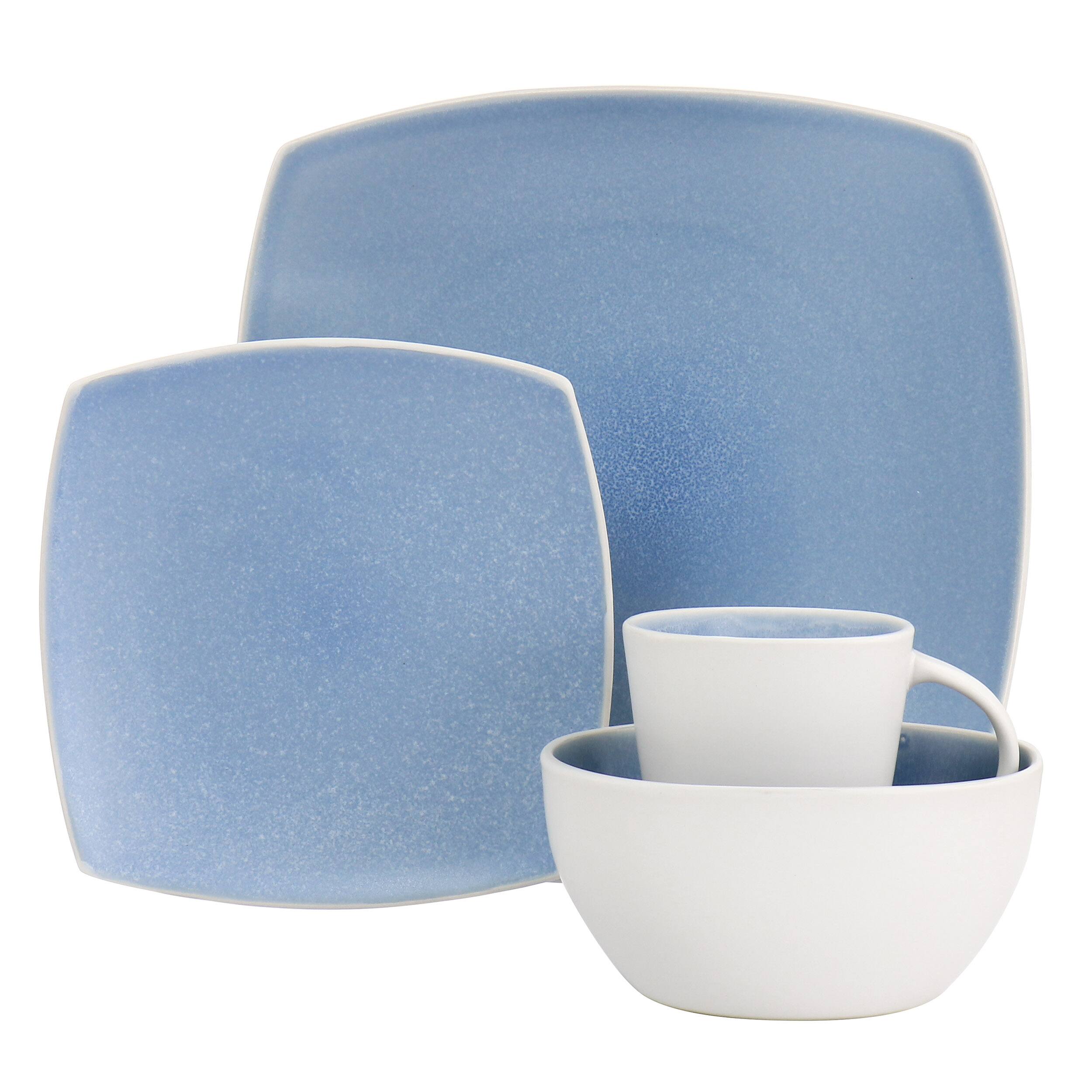 Alt View 1. Gibson - Gibson Elite 16 Piece Soho Lounge Reactive Glaze Stoneware Dinnerware Set in Light Blue - Light Blue.