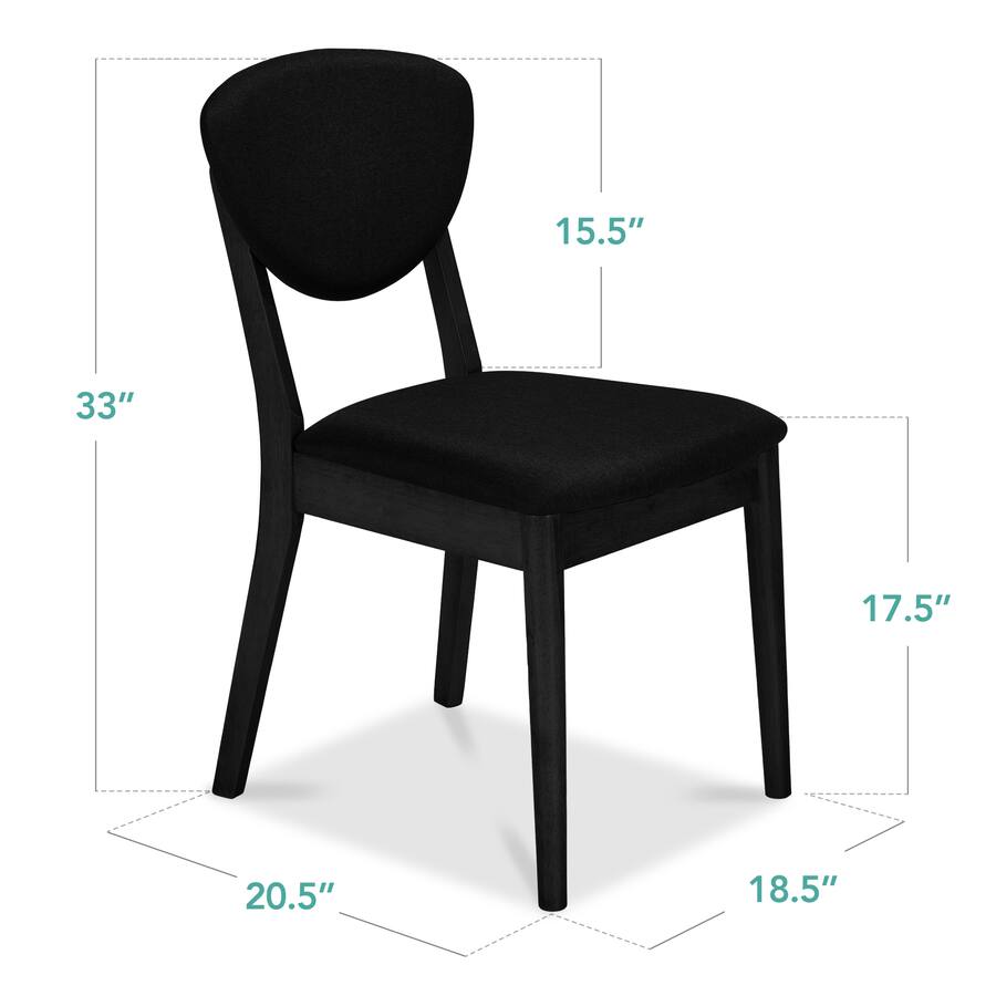 Measurement diagram of the dining chair dimensions.