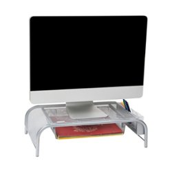 Mind Reader - Monitor Stand, Ventilated Laptop Riser, Paper Tray, Storage, Office, Metal Mesh, 20"L x 11.5"W x 5.5"H - Silver - Front_Zoom