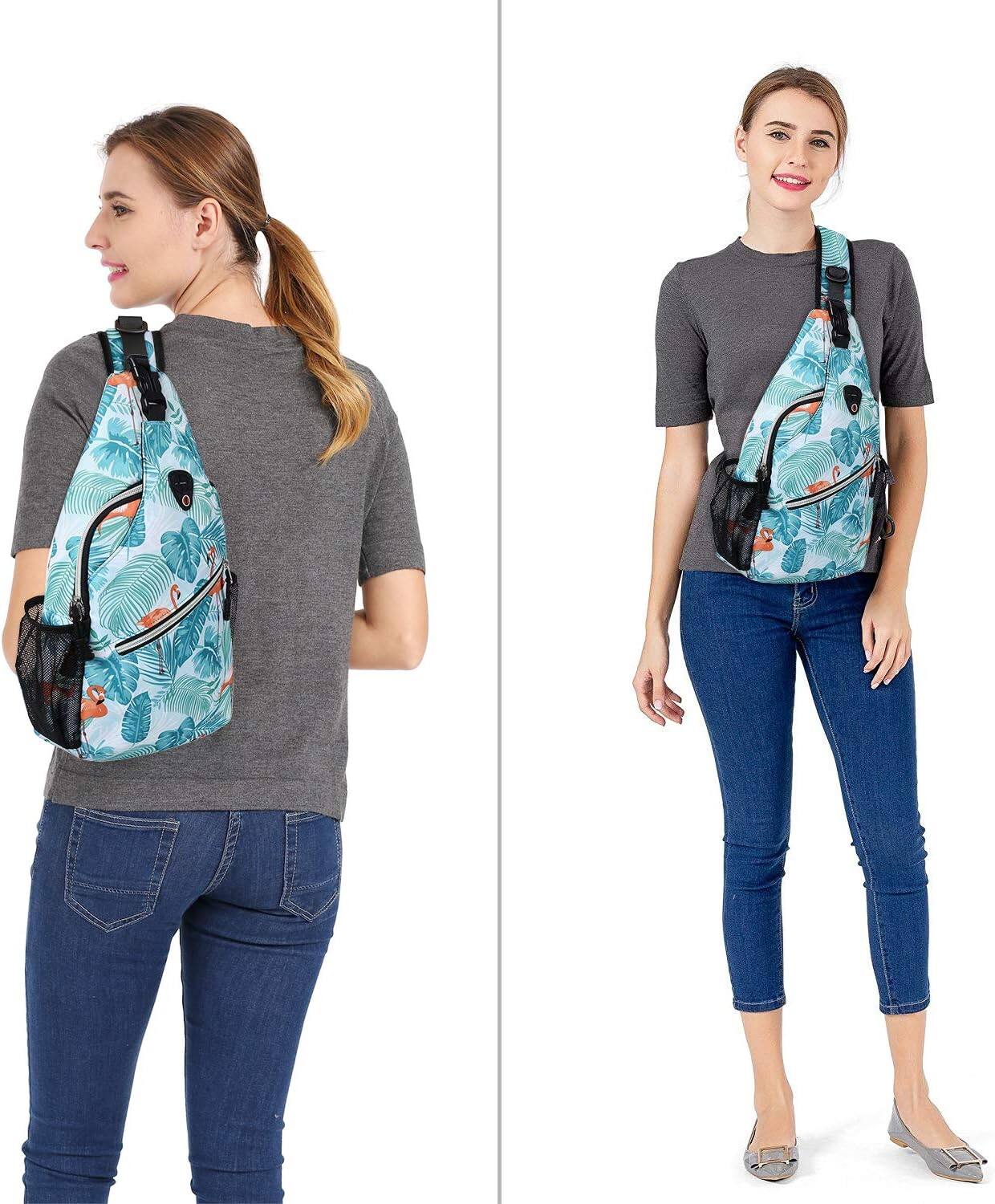 Alt View 2. mosiso - Sling Backpack Multipurpose Crossbody Shoulder Bag Travel Hiking Daypack - Flamingo.
