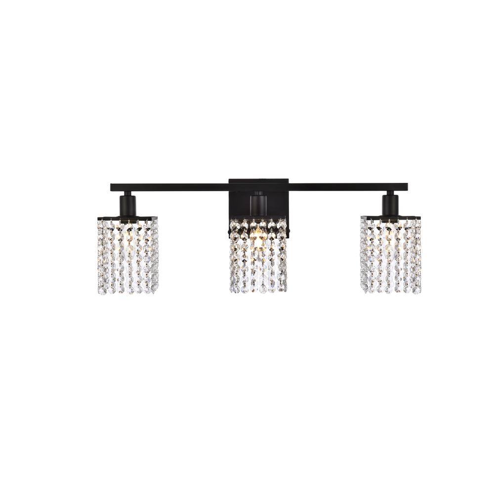 Alt View 3. Living District - Phineas 3 lights bath sconce in black with clear crystals - Black And Clear.